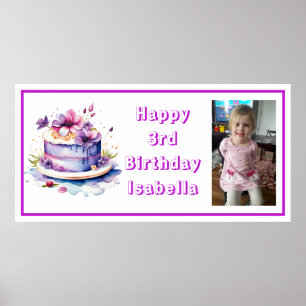 Personalize Happy Birthday Banner for Little Girl Poster