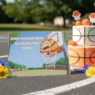 Personalize Happy Birthday Basketball Cake  Card
