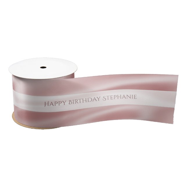 Personalize "Happy Birthday" Faux Girly Pink Satin Ribbon (Spool)