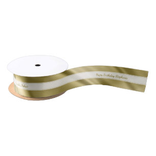 Personalize "Happy Birthday" Faux Gold Satin Ribbon