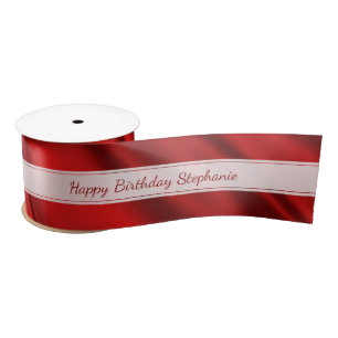 Personalize "Happy Birthday" Faux Red Satin Ribbon