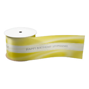 Personalize "Happy Birthday" Faux Yellow Satin Ribbon