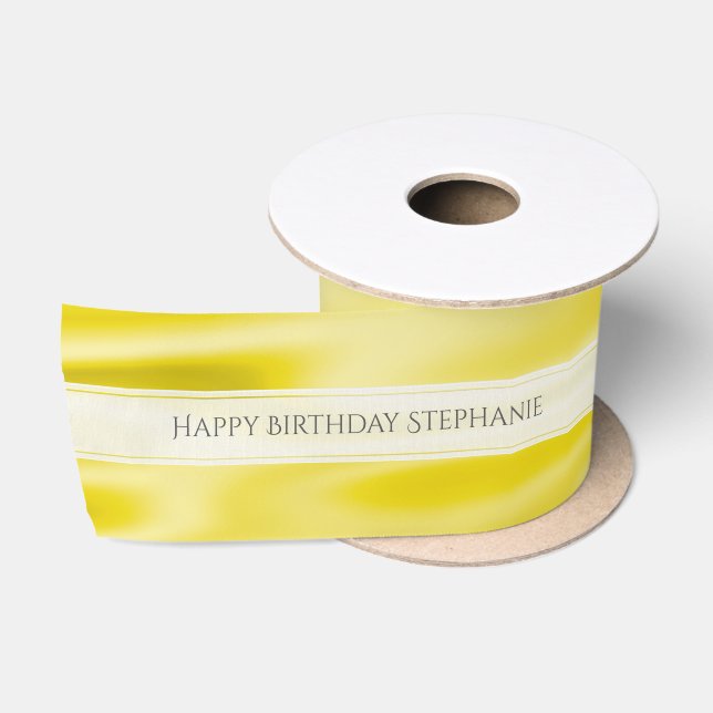 Personalize "Happy Birthday" Faux Yellow Satin Satin Ribbon (Spool)