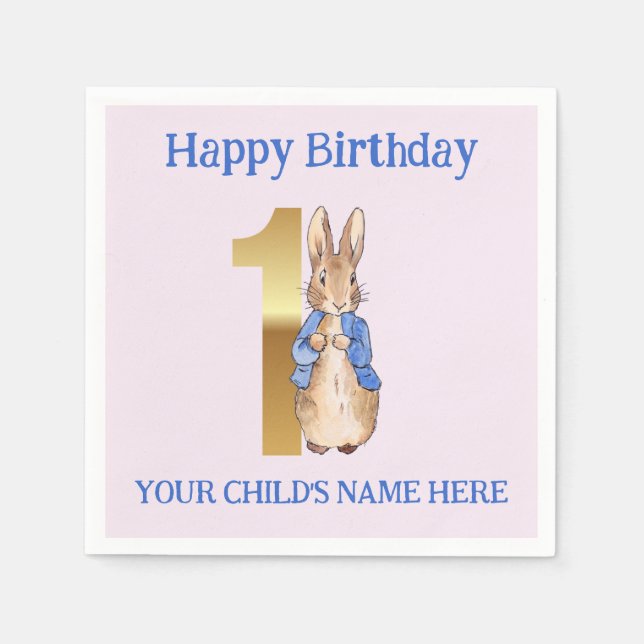 Personalize Happy birthday Name Peter the Rabbit Napkin (Front)