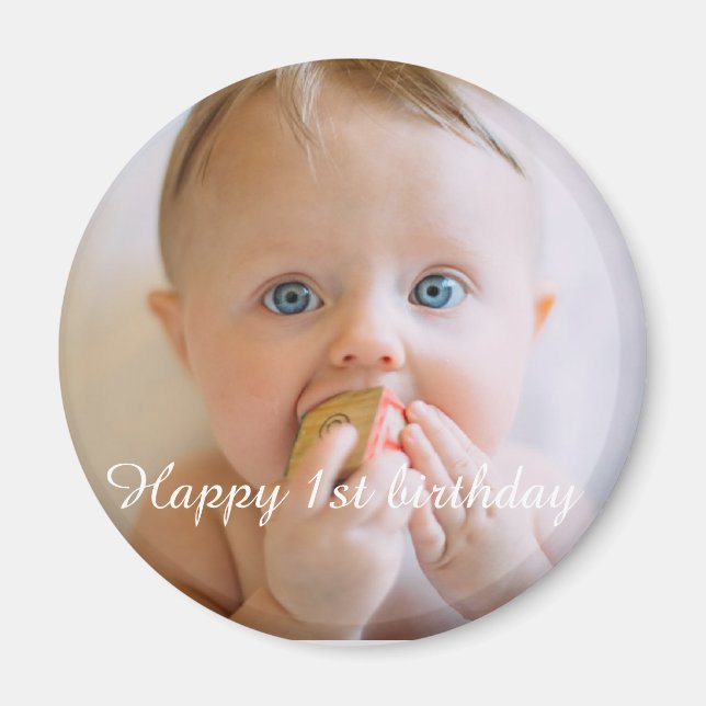 personalize happy birthday photo keepsake magnet (Front)