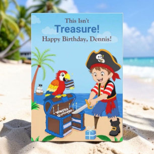 Personalize Happy Birthday Pirate Treasure Card