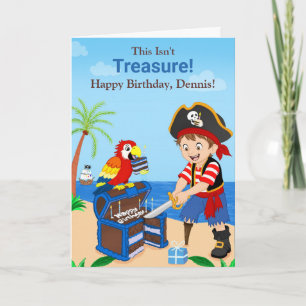 Personalize Happy Birthday Pirate Treasure Card
