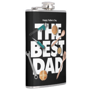 Personalize Happy Father's Day   The Best Dad-Dark Hip Flask