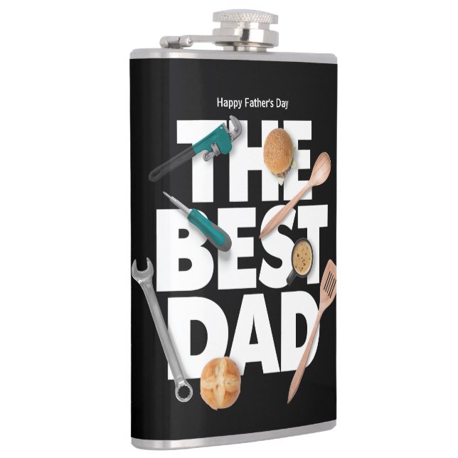 Personalize Happy Father's Day | The Best Dad-Dark Hip Flask (Right)