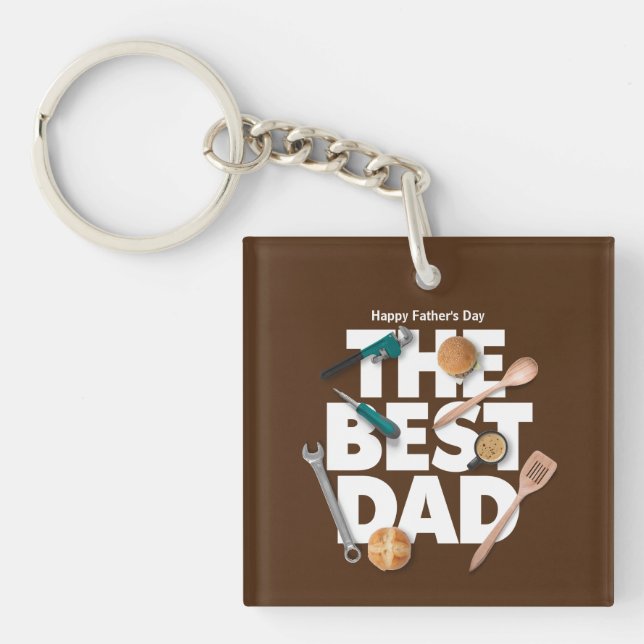 Personalize Happy Father's Day | The Best Dad-Dark Keychain (Front)