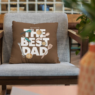Personalize Happy Father's Day   The Best Dad-Dark Throw Pillow