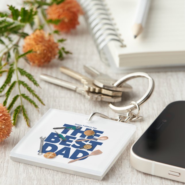 Personalize Happy Father's Day | The Best Dad Keychain (Front Right)