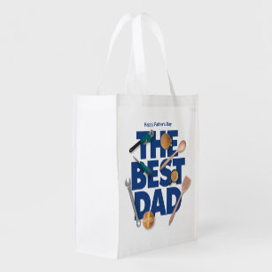 Personalize Happy Father's Day   The Best Dad Reusable Grocery Bag