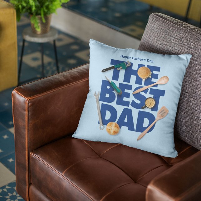 Personalize Happy Father's Day | The Best Dad Throw Pillow (Creator Uploaded)