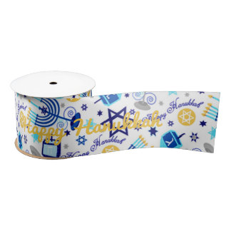 Personalize HAPPY HANUKKAH Holiday Wide Ribbon Satin Ribbon