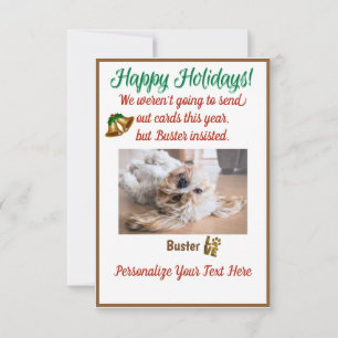 Personalize Happy Holiday Dog Christmas Card