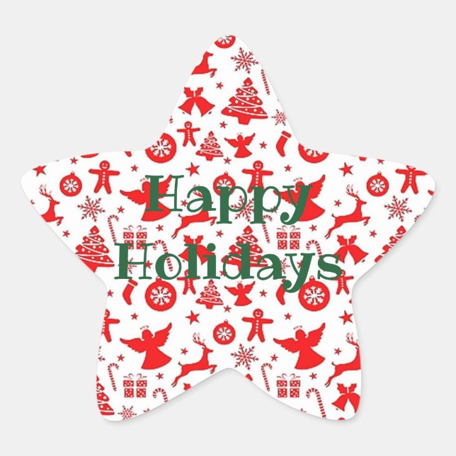 Personalize HAPPY HOLIDAYS Angel Deer Stickers (Front)