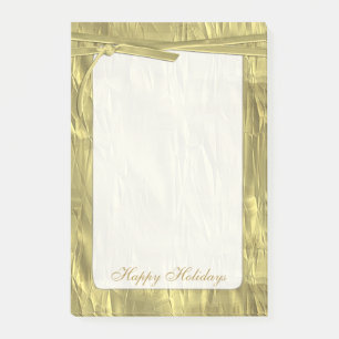 Personalize "Happy Holidays" Gold Crumpled Paper Post-it Notes
