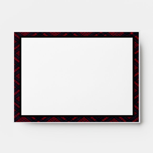 Personalize Happy Holidays Red Plaid Envelope (Front)