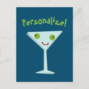 Personalize Happy Martini Postcard