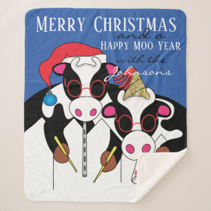 Personalize "Happy Moo Year" Blanket/Medium Sherpa Blanket