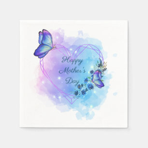 Personalize Happy Mother's day Floral Butterfly Napkin