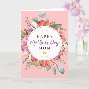Personalize Happy Mother's Day Floral Card