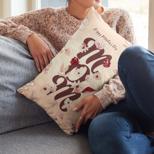 Personalize Happy Mother's Day Mom Lumbar Pillow