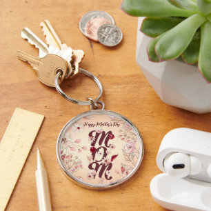Personalize Happy Mother's Day Mom Warm Floral Keychain