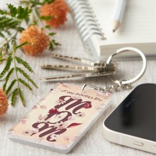 Personalize Happy Mother's Day Mom Warm Floral  Keychain
