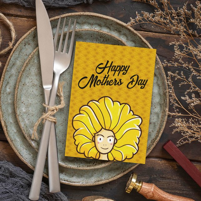Personalize Happy Mother's Day Yellow Hair Card (Creator Uploaded)