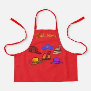 Personalize Hat Collection Kids Red Craft Apron