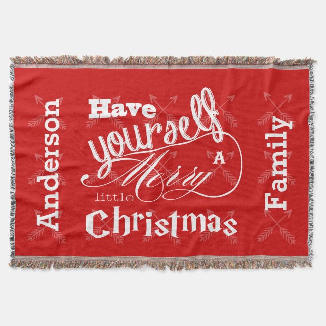 Personalize Have Yourself Merry Little Christmas Throw Blanket (Front)