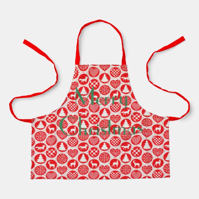 Personalize HEART GINGERBREAD DEER Christmas Apron (Front)