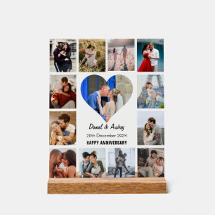 Personalize Heart Photo Collage Anniversary Gift Acrylic Sign