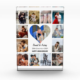 Personalize Heart Photo Collage Anniversary Gift Block