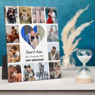 Personalize Heart Photo Collage Anniversary Gift Plaque