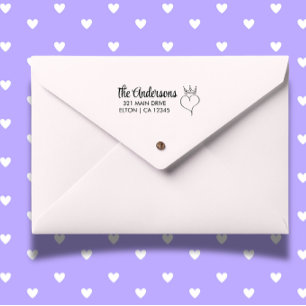 Personalize Heart Script Return Address  Rubber Stamp