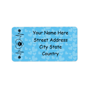 Personalize Heartbeat Dog and Heart  Label