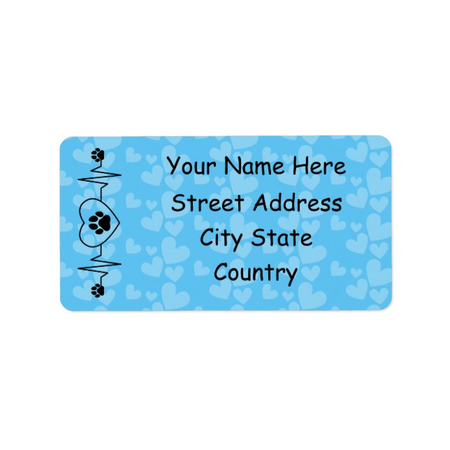 Personalize Heartbeat Dog and Heart  Label (Front)