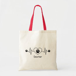 Personalize Heartbeat Dog and Heart  Tote Bag