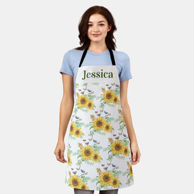 Personalize Hello The Spring Flower Apron (Worn)