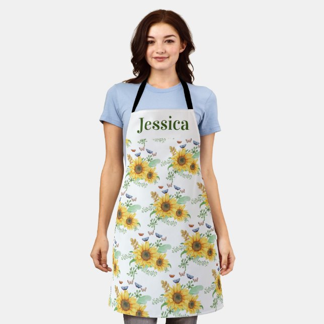 Personalize Hello The Spring Sunflower Apron (Worn)