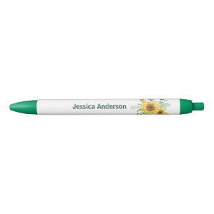 Personalize Hello The Spring Sunflower  Black Ink Pen