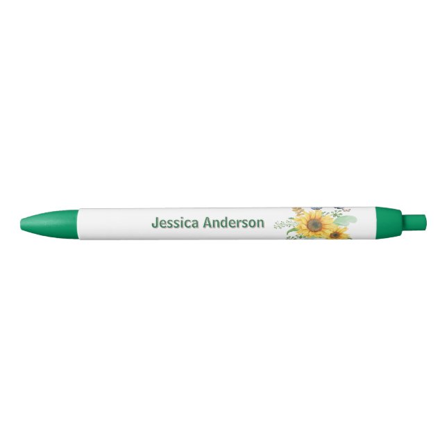 Personalize Hello The Spring Sunflower  Black Ink Pen (Front)
