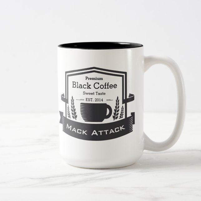 Personalize Hipster Retro Coffee Established Date Two-Tone Coffee Mug (Right)