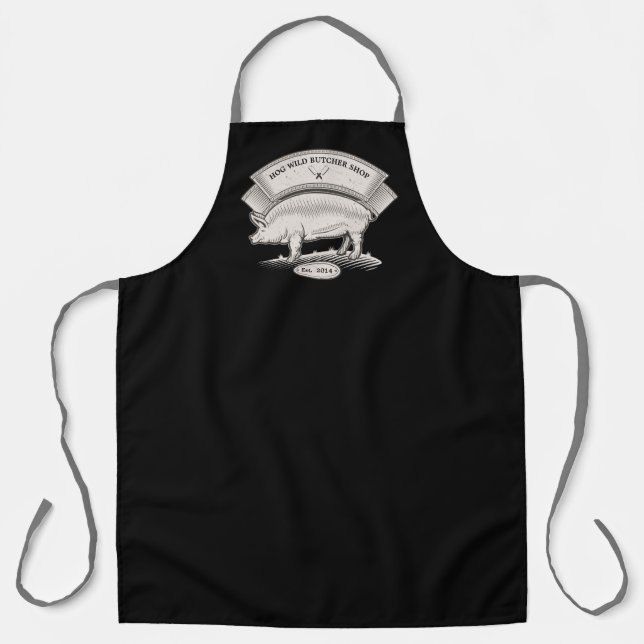 Personalize Hog Meat Butcher Gift Apron (Front)