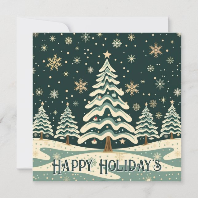 Personalize Holiday Christmas Tree Card (Front)
