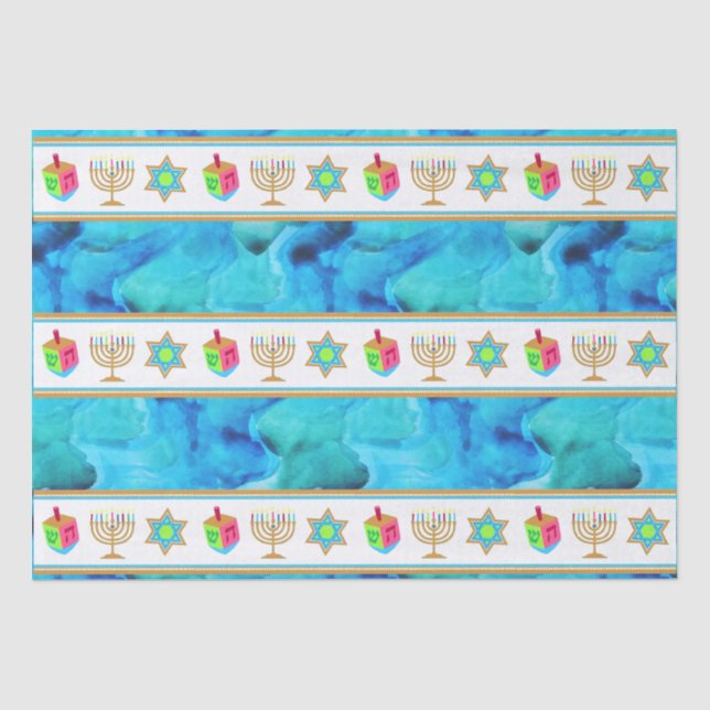 Personalize Holiday HANUKKAH Blue Tissue Paper (Front)