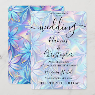 Personalize: Holographic Flowers Wedding Invitation